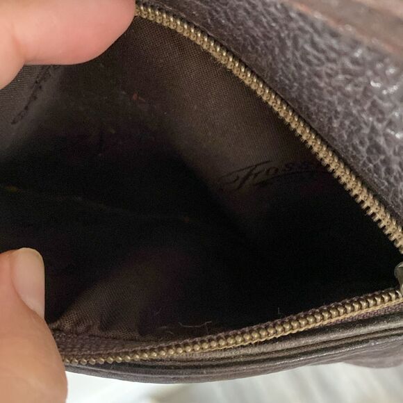 Vintage Fossil Dark Brown Leather Backpack Crossbody Bag Key Charm Boho Casual - Picture 13 of 15